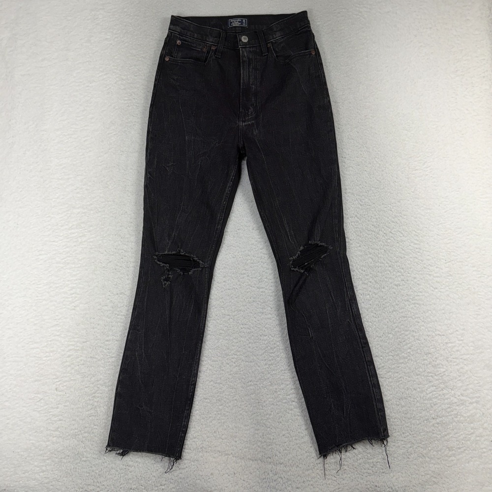Abercrombie & Fitch Ultra High Rise Mom Jeans Womens 2/26 (24.5x26) Black Mall